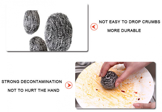Round Shape Stainless Steel Scourer , Steel Scouring Pad With Comfortable Handfeel