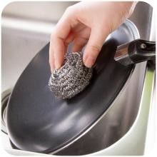 China Antibacterial Stainless Steel Scouring Pad , Oil Removing Metal Dish Scrubber supplier