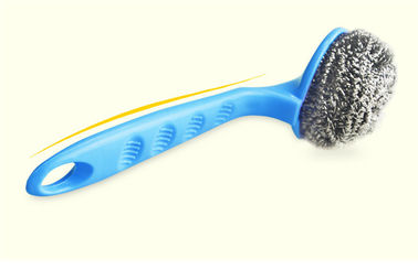 China AISI 410 / 430 / 304 Stainless Steel Scrubber With Handle For Household Cleaning supplier
