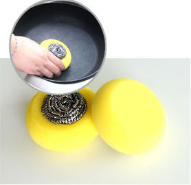 China Soft Kitchen Sponge Scrubber With Stainless Steel Scourer ISO9001 Certification supplier