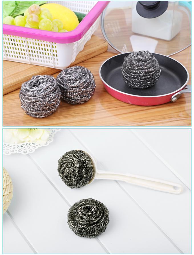 Antibacterial Stainless Steel Scouring Pad , Oil Removing Metal Dish Scrubber