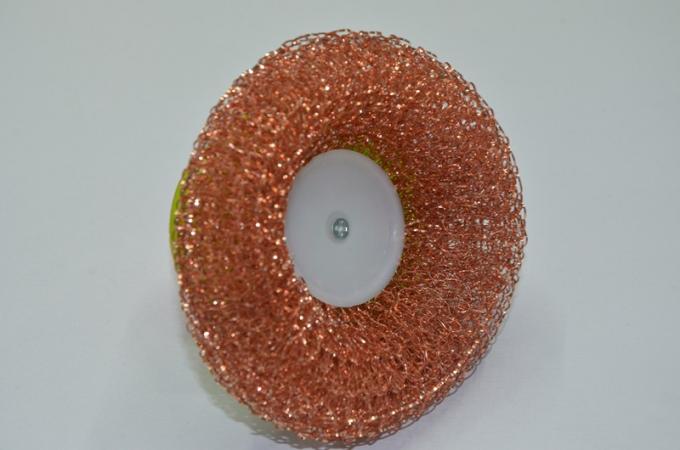 Round Copperized Stainless Steel Scrubbing Pads , Wear Resistant Metal Scouring Pad