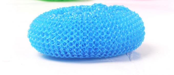Yellow Green Color Plastic Pan Scourers , Rust Resistant Kitchen Scouring Pads