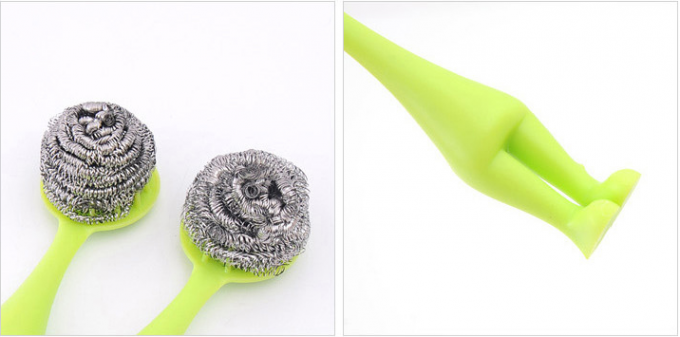 No Peculiar Smell Stainless Steel Scrub , Antibacterial Stainless Steel Scourer With Handle