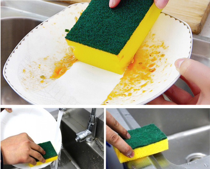 Long Lasting Dish Washing Sponge Customized Color Removal Of Stubborn Stains